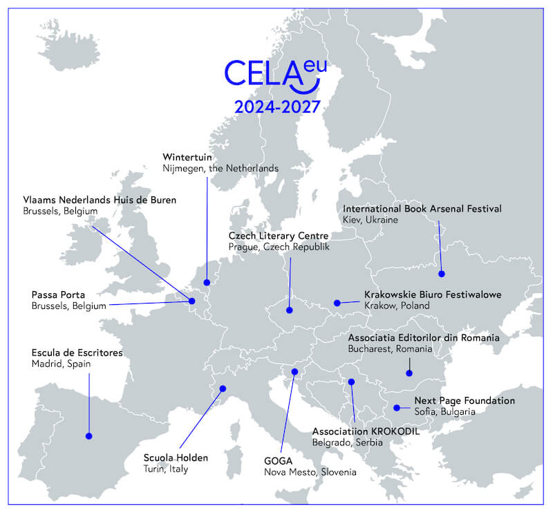 Kaart van Europa met daarop aangegeven welke landen deelnemen aan CELA #3